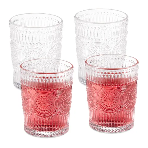 Trinkgläser  Vintage Wassergläser Boho Gläser 4 Stück 300 ml Trinkgläser Set