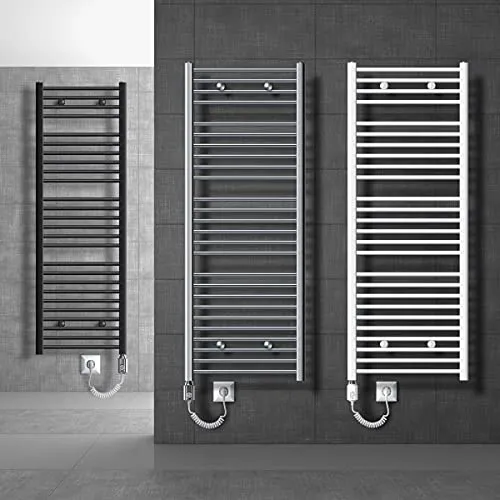 LuxeBath Badheizkörper Design Heizkörper Handtuchtrockner Badezimmer Heizung für Handtücher, Handtuchwärmer Sahara Elektrisch mit Heizstab 600W gebogen