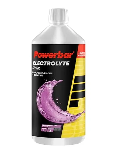 Powerbar Elektrolyte Drink - Passionfruit Lime 1000ml - Isotonisches Sportgetränk mit 5 Elektrolyten, C2MAX und 32mg Koffein, perfekt für optimale Leistung beim Sport. Frei von Zucker, Laktose und Gluten.