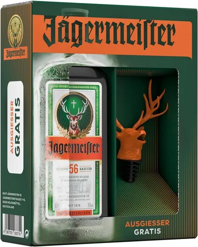 Jägermeister 0,7L 35% vol. Geschenkset mit Hirschkopf Ausgießer NEU OVP