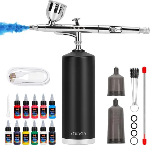 Ovaga Airbrush SetMETU-80-131 | 32PSI wiederaufladbare mit Airbrush-Farbset