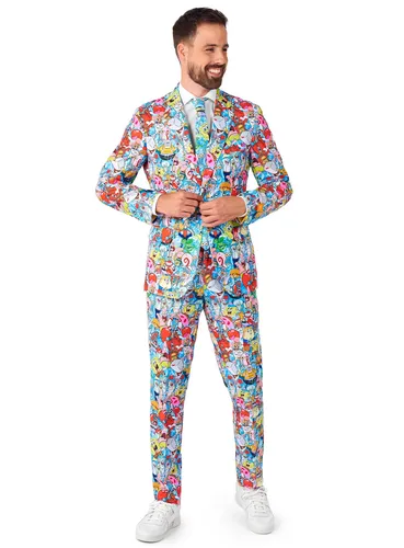 Opposuits Partyanzug Spongebob Frenzy - Karnevalskostüm für Erwachsene - Business- & Abendmode für Herren, mit einzigartigem Spongebob-Design, perfekt für Karneval und besondere Anlässe!
