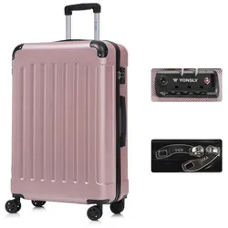 yonsly Premium Reisekoffer mit TSA-Schloss und YKK-Reißverschluss (Roségold, XL) - Leichtgewichtiger Hartschalen-Koffer mit 360°-Doppelrollen für mühelose Mobilität. Integriertes TSA-Zahlenschloss sorgt für sichere Reisen. Ideal für Handgepäck und fast alle Airlines geeignet.