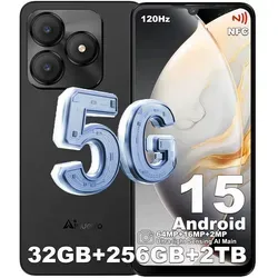 Neo S25 Pro 5G Handy Ohne Vertrag Android 15, 32GB+256GB/TF 2 TB, 6.75" 120Hz Smartphone 5280mAh 64MP AI Kamera, 4K Video/NFC/Dual SIM/Face ID,Schwarz - Schwarz