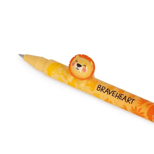 Legami Gel Stift Löwe Lovely Friends - Nachfüllbarer Gel Pen mit Deko-Tierchen