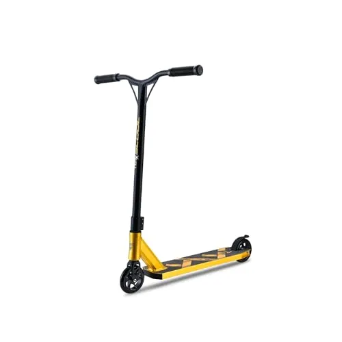 S'COOL flaX 8.6 Stunt - Flash Gold | Robuster Stuntscooter für Tricks - Roller / Kickboards mit leichtem, stabilem Rahmen und hochwertigen Komponenten für maximale Kontrolle und Sicherheit bei Stunts und Sprüngen.