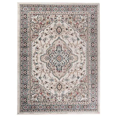 Mazovia Traditioneller Orientalischer Teppich AYLA - 200 x 300 cm - Creme - Hochwertiger Teppich mit 2200 g/m² und 10 mm Flor, der für ein angenehmes Laufgefühl sorgt. Zeitloses, elegantes Design mit klassischen Mustern, perfekt für jedes Zuhause. ÖKO-TEX zertifiziert und frei von schädlichen Substanzen.