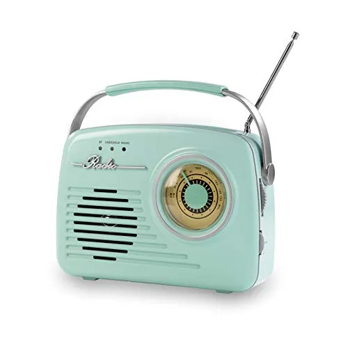 EASYmaxx Retro-Radio - mint - Radios im 50's Retro Design, Bluetooth®-fähig für kabellosen Musikgenuss und ideal für unterwegs, inklusive AUX- und USB-Anschluss.