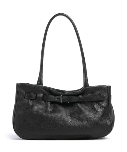 Abro Dalia Jill Schultertasche Damen schwarz 032605-46-18 - Elegante Schultertasche aus genarbtem Leder in schwarz, ideal für den Alltag und stilvolle Akzente.