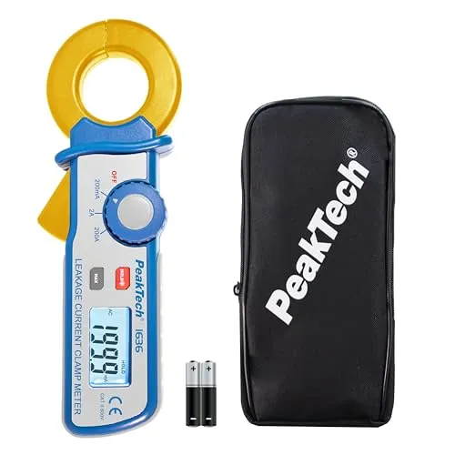 PeakTech P1636 – Präzise Strommesszange für Leckstrommessung - Strommessgeräte mit 2000 Counts und 100 µA Auflösung, ideal für präzise Messungen in Elektroinstallationen und vielseitig einsetzbar für Hobby und Industrie.