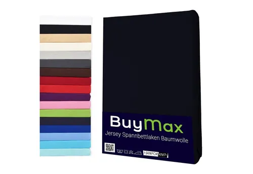 Buymax Spannbettlaken Buymax Jersey aus 100% Baumwolle, Jersey, Gummizug: Rundumgummi, (1 Stück), Pflegeleicht und Atmungsaktiv in Verschiedenen Farben und Größen