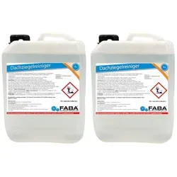 FABA Dachziegelreiniger Konzentrat 2 x 5 L - Reinigungsmittel zur effektiven Entfernung von witterungsbedingten Ablagerungen auf Dachziegeln. Mit Langzeiteffekt für nachhaltige Sauberkeit!