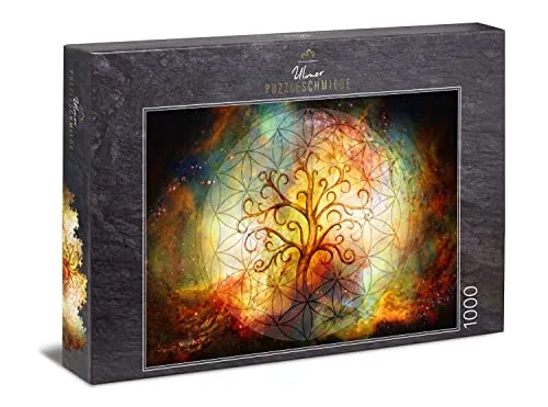 Ulmer Puzzleschmiede - Puzzle „Tree of Life“ - Der Baum des Lebens als anspruchsvolles 1000 Teile Puzzle - Der Weltenbaum Yggdrasil verkörpert den Kosmos - Puzzle-Qualität Made in Germany