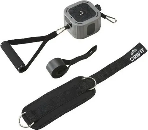 CRIVIT Gym in the Box - Kompakter Kabelzug-Trainer - Vielseitiges Fitnessgerät für Pull-Übungen, handlich und portabel. Manuell einstellbarer Widerstand von 2 bis 17,5 kg – ideal für Training überall und jederzeit.