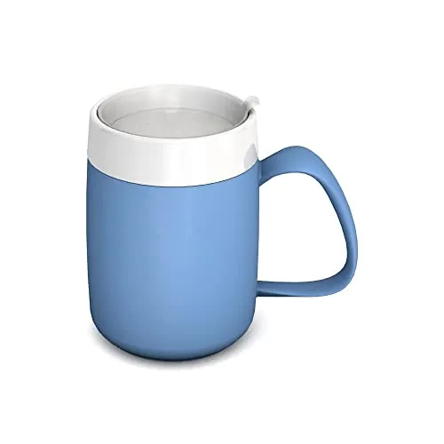 ORNAMIN Becher mit Trink-Trick & unauffälligem Trinkaufsatz | Becher für Parkinson & Schlaganfall | Spezialgeschirr barrierefrei | Selbständig Trinken | Inklusion | Linkshänder&Rechtshänder | hellblau