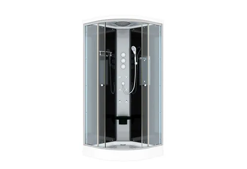 Duschkabine AcquaVapore D10-03T1 80x80 cm - Duschkabine aus 5mm Sicherheitsglas mit integriertem Klappsitz und 6 Rückenmassagedüsen für ein entspannendes Duscherlebnis. Ideal für Ihr Badezimmer!