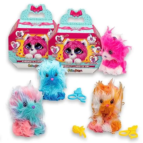 sbabam Lovely Pets Cutie Cat, Weiches Katze Kuscheltier mit Accessoires, Funny Box 2 Teile, Spielzeug ab 3 Jahre mit Kleinen Tiere Figuren als Baby Geschenk – Kuscheltier Katzen zum Kämmen