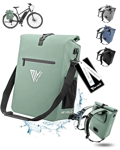MIVELO 3in1 Fahrradtasche für Gepäckträger - Wasserdicht & PVC-frei mit Laptoptasche (Mint) - Fahrradtaschen, 3in1-Tasche als Gepäckträgertasche, Rucksack oder Umhängetasche, 100% wasserdicht und ideal für alle Fahrten.