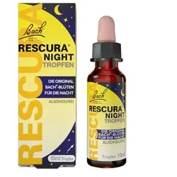 Bachblüten Original Rescura Night Tropfen alkoholfrei - Arzneimittel zur Förderung erholsamen Schlafs, enthält eine einzigartige Mischung aus Bachblüten für Ruhe und Entspannung, laktosefrei und vegan, ideal für die ganze Familie.