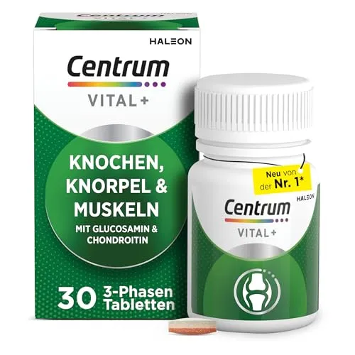 Centrum Vital+ Knochen Knorpel & Muskeln Tabletten - Arzneimittel zur Unterstützung von Knochen, Gelenken und Muskeln mit 3-Phasen-Nährstoffkomplex für optimale Vitalität und Zellregeneration.
