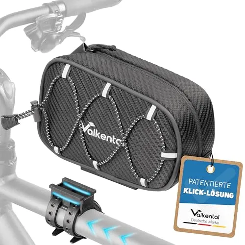 Valkental Rahmentasche Frame Bag, Schwarz - Fahrradtaschen mit 1,8 l Volumen, ideal für die sichere Aufbewahrung von Kleinigkeiten beim Radfahren.