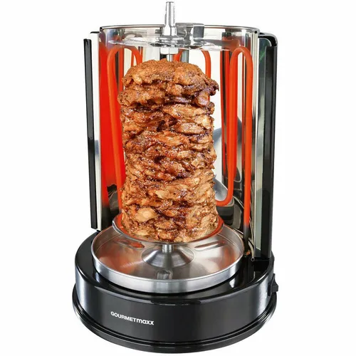 GOURMETmaxx Dönergrill Rotisserie - 1400 Watt Elektrogrill, gleichmäßige 360° Hitzeverteilung für Döner, Gyros und mehr, inklusive 6 Spießen für Schaschlik und Gemüse