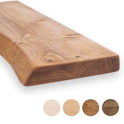 MoonTree rustikales Wandregal mit lebendigem Rand – 40 cm x 22 cm - Handgefertigtes Wandregal aus hochwertigem Kiefernholz. Ideal für individuelle Gestaltung und mit einzigartigen Holzmerkmalen. Alle Montagebefestigungen sind inklusive.