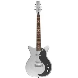 Danelectro 59M NOS+ Silver Metalflake E-Gitarre - Gitarren mit NOS+ Tonabnehmern für verbesserten Klang. Erleben Sie den legendären Dano-Sound und zeitlosen Stil in einem leichten Design, ideal für jeden ernsthaften Musiker.
