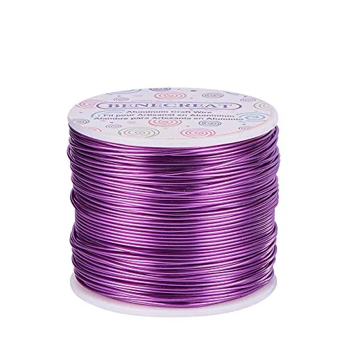 BENECREAT 1mm Aluminiumdraht 150m Lang(492 Füße) Eloxiert Schmuck Handwerk machen Friesen Floral farbigen Aluminium Craft Draht - Lila