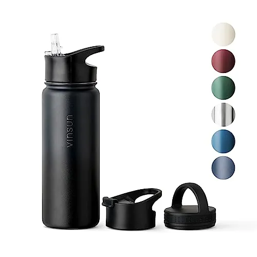 Vinsun Edelstahl Isolierflasche 500ml - Kohlensäure geeignet - Isolierflasche aus Edelstahl, BPA-frei und bruchsicher. Ideal für kalte und heiße Getränke, auslaufsicher und geschmacksneutral. Perfekt für unterwegs!