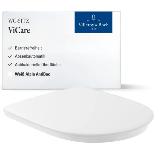 Villeroy & Boch ViCare WC-Sitz mit Absenkautomatik - Für WCs & Urinale, mit QuickRelease und AntiBac-Oberfläche für einfache Reinigung und hygienischen Komfort.
