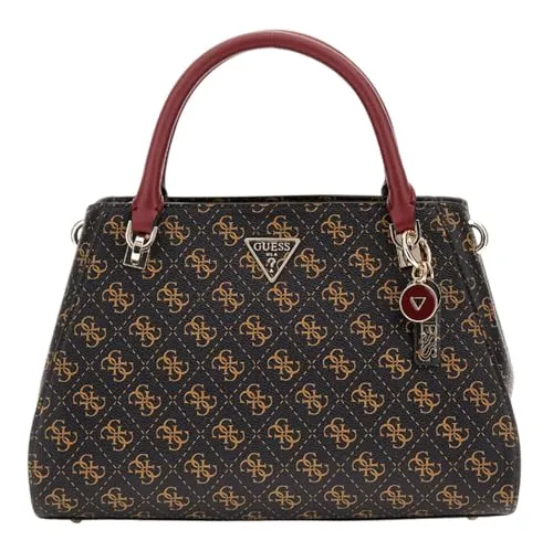 GUESS NOELLE LUXURY SATCHEL - Elegante Damen-Henkeltasche in Braun - Damen-Henkeltaschen mit stylischem Logo-Muster und präziser Linienführung. Perfekt für den Alltag, bietet viel Platz für Ihre Habseligkeiten. Maße: 31 x 21 x 7,5 cm.
