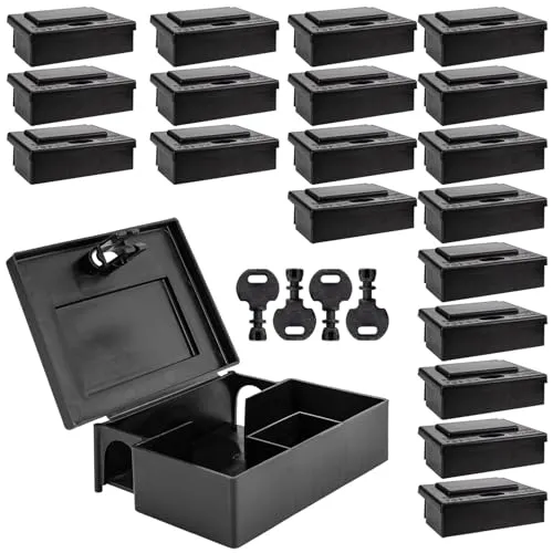 Petigi Lebendfalle Mäuseköderbox mit 2 Tunnel-Eingängen - Lebendfallen für Mäuse, wetterfest und ideal für Haus und Garten. Mit 2 Ablagen für Köder und sicherem Schloss für Kinder- und Haustierschutz.