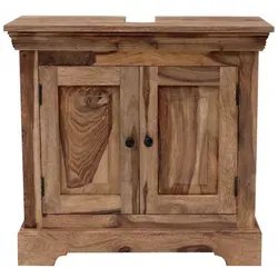 Waschbeckenunterschrank Jali 70x65x35 aus indischem Sheesham-Holz - Badezimmermöbel aus hochwertigem Sheesham-Massivholz mit zwei Türfächern, ideal für stilvolle und langlebige Einrichtung.