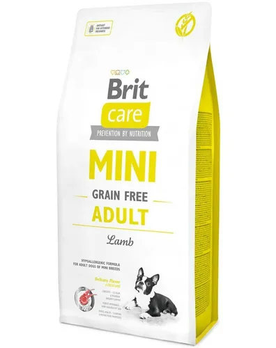 BRIT CARE Mini Grain-Free Adult Lamb 7kg - Premium Hundefutter - Hochwertiges, getreidefreies Trockenfutter für kleine Hunde (1-10 kg) mit Lamm für eine optimale Verdauung und gesunde Haut.