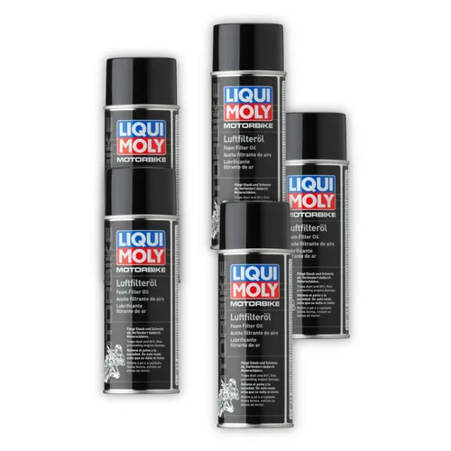 5x 400ml LIQUI MOLY 1604 Motorbike Luftfilteröl Spray - Praktisches Set mit 5 Dosen für die Pflege und Wartung von Motorrad-Luftfiltern. Hochwertige Formel sorgt für optimale Filterleistung und verlängert die Lebensdauer.