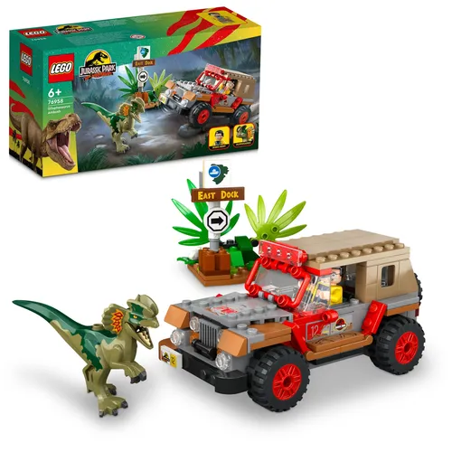 LEGO 76958 Jurassic Park Hinterhalt des Dilophosaurus - LEGO® Set für Kinder ab 6 Jahren, mit baubarem Jeep® und Dilophosaurus-Figur, ideal für spannende Dino-Abenteuer und kreative Spielmöglichkeiten.