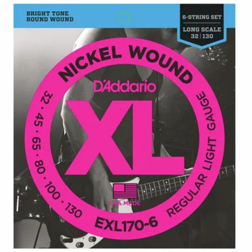 D'Addario E Bass Gitarrensaiten EXL170-6 - Light 32-130 - Gitarren- & Bass-Zubehör: Die meistverkauften E-Bass-Saiten mit hervorragendem Klang und Haltbarkeit, ideal für alle Musikgenres – hergestellt in den USA.