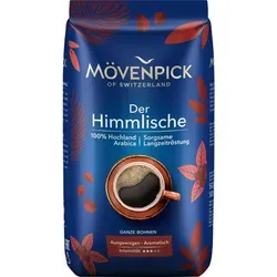 Mövenpick DER HIMMLISCHE, 500g Bohnen - Kaffee aus 100% Hochland Arabica, sorgfältig geröstet für ein ausgewogenes Aroma mit subtilen Schokoladennoten. Ideal für Vollautomaten, ein Genuss zu jeder Tageszeit.