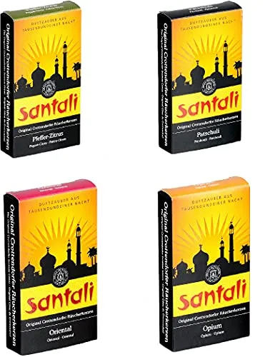 Crottendorfer Räucherkerzen Santali 4er Set Opium, Oriental, Patschuli, Pfeffer Zitrus