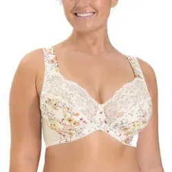 Miss Mary Fauna Bra BH Champagner E 80 für Damen - Eleganter Bügel-BH mit perfekter Passform und femininer Spitzenstickerei. Breite, gepolsterte Schulterträger sorgen für ganztägigen Komfort. Ideal für stilbewusste Frauen, die Funktionalität und Eleganz schätzen.