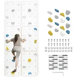 MAMOI® Indoor-Kletterwand mit 16 Griffen, 4 Module - Moderne Kletterwand aus langlebiger Holzwerkstoffplatte in Weiß. Einfache Montage und individuelle Anordnung der ergonomischen Griffe für ein einzigartiges Klettererlebnis. Hohe Tragfähigkeit bis 120 kg.