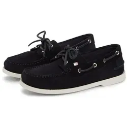 Tommy Hilfiger HILFIGER SUEDE BOAT SHOE Bootsschuh Freizeitschuh, Halbschuh, Schnürer mit modischen Durchzügen blau 38 EU