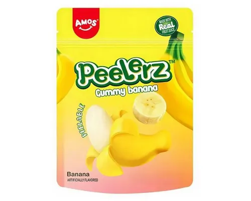 AMOS Süßigkeit, Amos Peelerz Banana Gummy tropisches weiches Mini Fruchtgummi 65g
