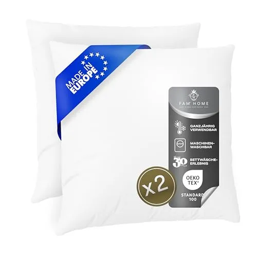 FAM Home Kissen 80x80 2er Set Weiches Mikrofaser - Kopfkissen 80x80 Allergiker mit Optimaler Stütze für Nacken und Kopf - Innenkissen Atmungsaktiv Feuchtigkeitsregulierend Antibakteriell