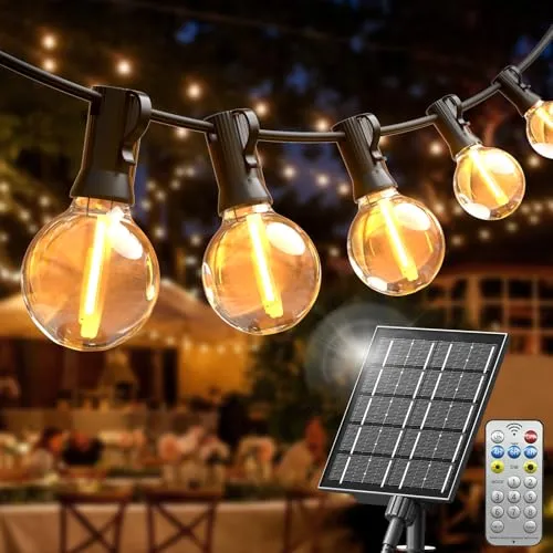 SON4SUN Solar Lichterkette Außen - 20M LED Lichterkette Outdoor mit 30+2 G40 Glühbirnen Aussen - Wasserdicht IP44 Lichterkette Außen Strom für Garten/Terrasse/Hochzeiten/Bistro Partys - Warmweiß