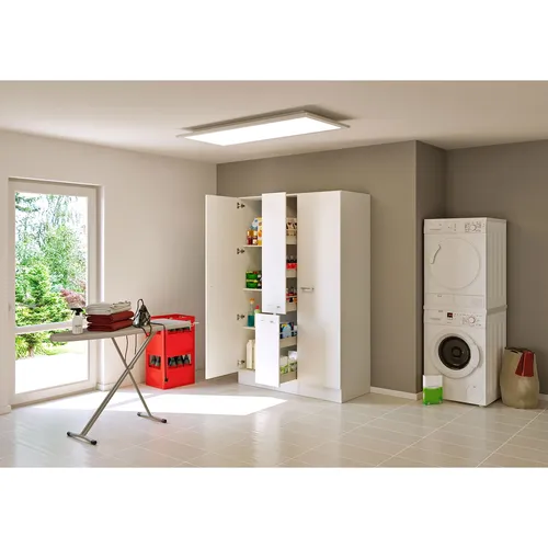 Flex Well Apothekerschrank Lucca 130x60x200 cm - Weiß matt - Küchenschrank mit großzügigem Stauraum, ideal für eine organisierte Küche und modernes Design in Weiß matt.
