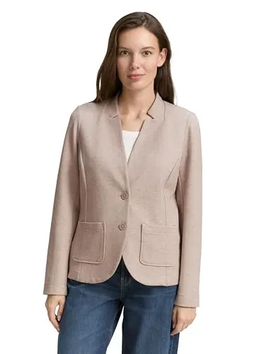 TOM TAILOR Sweatblazer Ottoman - Taillierter Kurzblazer mit aufgesetzten Taschen - Kurzblazer aus geschmeidigem Jerseystoff, elastisch und bequem, ideal für Business- oder Freizeitlooks.