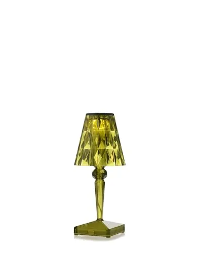 Kartell Battery Tischleuchte, Grün - Moderne Tischleuchte von Ferruccio Laviani, wiederaufladbar über USB, IP54, ideal für drinnen und draußen, mit bis zu 6 Stunden Licht.