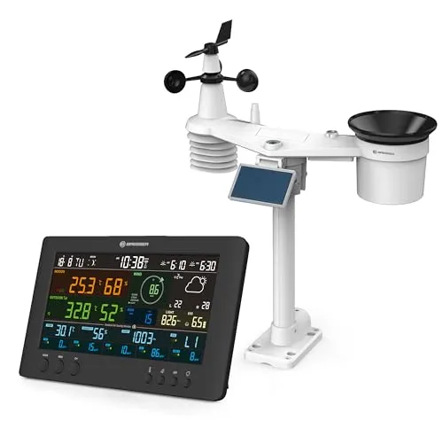 BRESSER 7-in-1-Wetterstation Air-Mon - Moderne Wetterstation mit App und Farbdisplay, misst Wetterdaten und Luftqualität für Ihr Zuhause